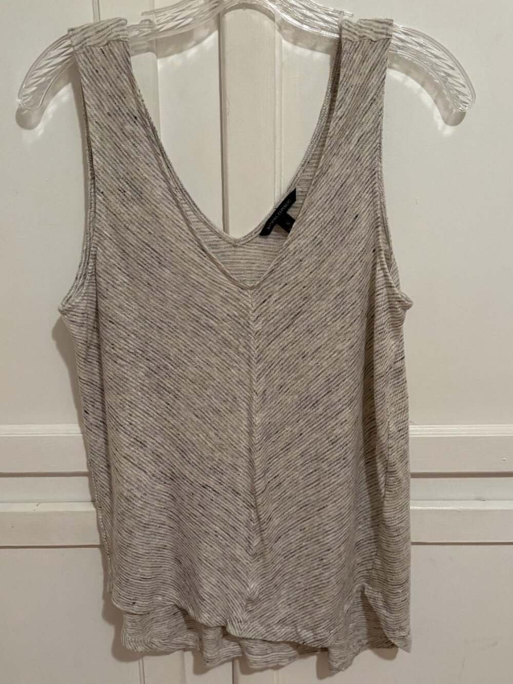 Small Banana Republic Grey/White Striped Knit Tank Top